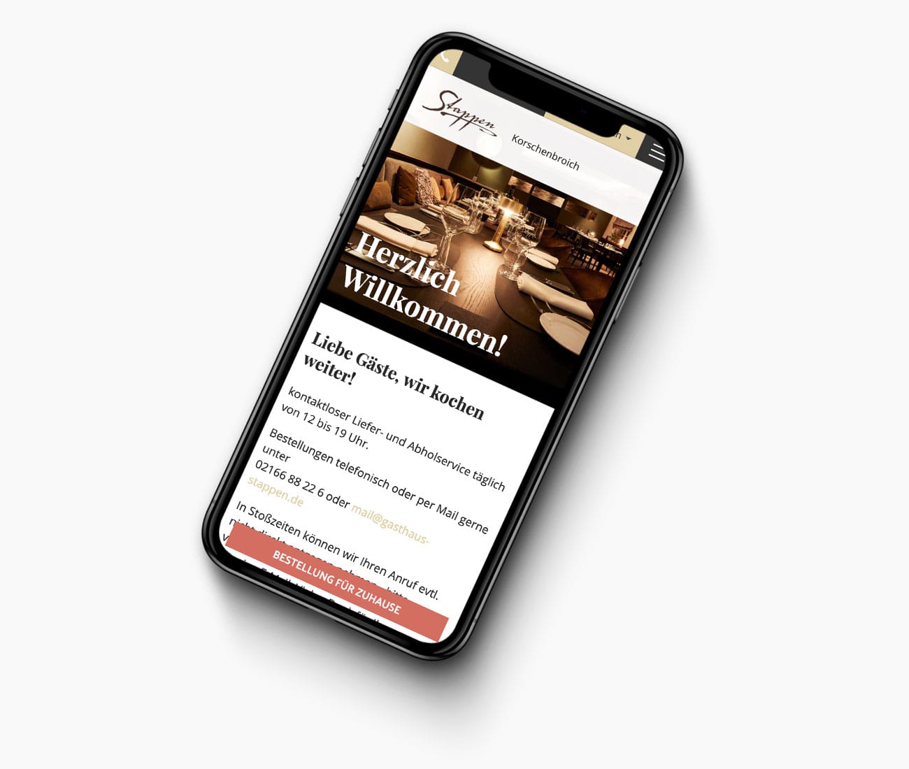 WordPress Website Restaurant / Gasthaus Stappen - Mobile Ansicht